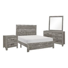 Pemberly Row 4 Piece California King Bedroom Set Panel Detail Metal Handles