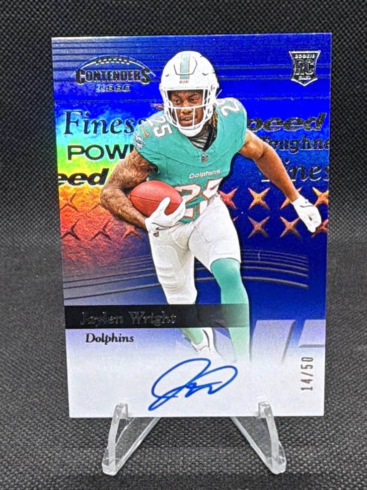 Panini Contenders Jaylen Wright Dolphins CS-JWT Power Blue Auto 14/50 RC