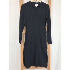 NWT Apricot Black Collared V Neck Ribbed Side Slits Sweater Dress #1411 Size S