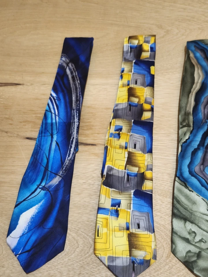 J. GARCIA галстук лот (6) 100% шелк галстуки многоцветный абстрактный коллекции - Изображение 4 из 4