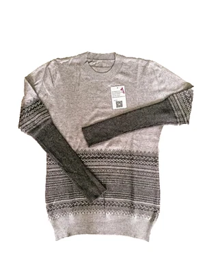 Pull cachemire femme gris motifs col rond taille unique NEUF - avec étiquette - Photo 1/4