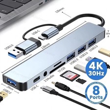 8 in 1 Multiport USB-C Hub Typ C auf USB 3.0 4K HDMI Adapter f r Macbook Pro/Air