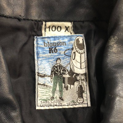 70s French Army Leather Flight Jacket Vintage Military 100