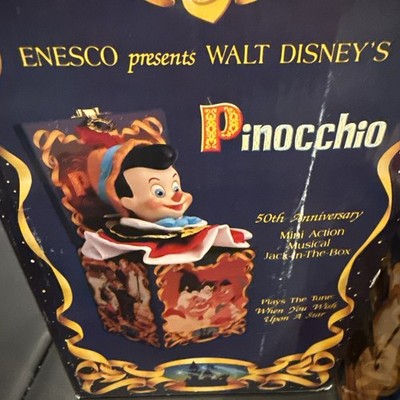 ピノキオ enesco Disney ディズニー ENESCO PINOCCHIO 50th Anniversary Musical JACK IN THE BOX Vtg