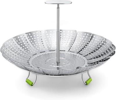 Expandable Stainless Steel Vegetable Steamer Basket with Handle, Fits
