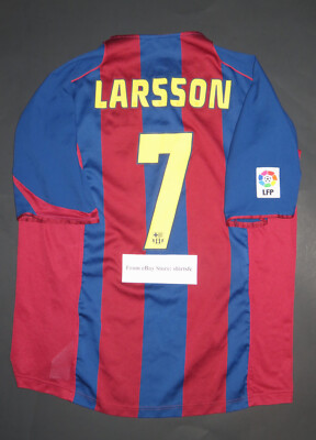 2004-2015 Nike Authentic Barcelona Henrik Larsson Home Jersey Shirt Kit