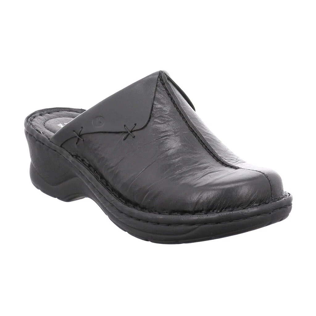 Josef Seibel Catalonia 48 Ladies Black Leather Slip On Clog Mules Save £6
