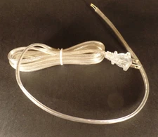 NEW 8' Clear Silver 18/2 Plastic Covered Lamp Cord Plug Set SPT-2,U.L., #CS813