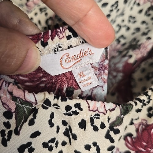 Candies Sleeveless Size XL Mid Length Romper Jumpsuit Floral/Leopard, - Picture 6 of 13