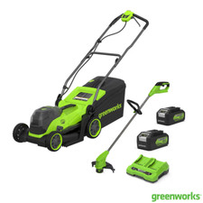 Greenworks 48V 36Cm Cordless Lawn Mower & 24V 25Cm Line Trimmer Bundle