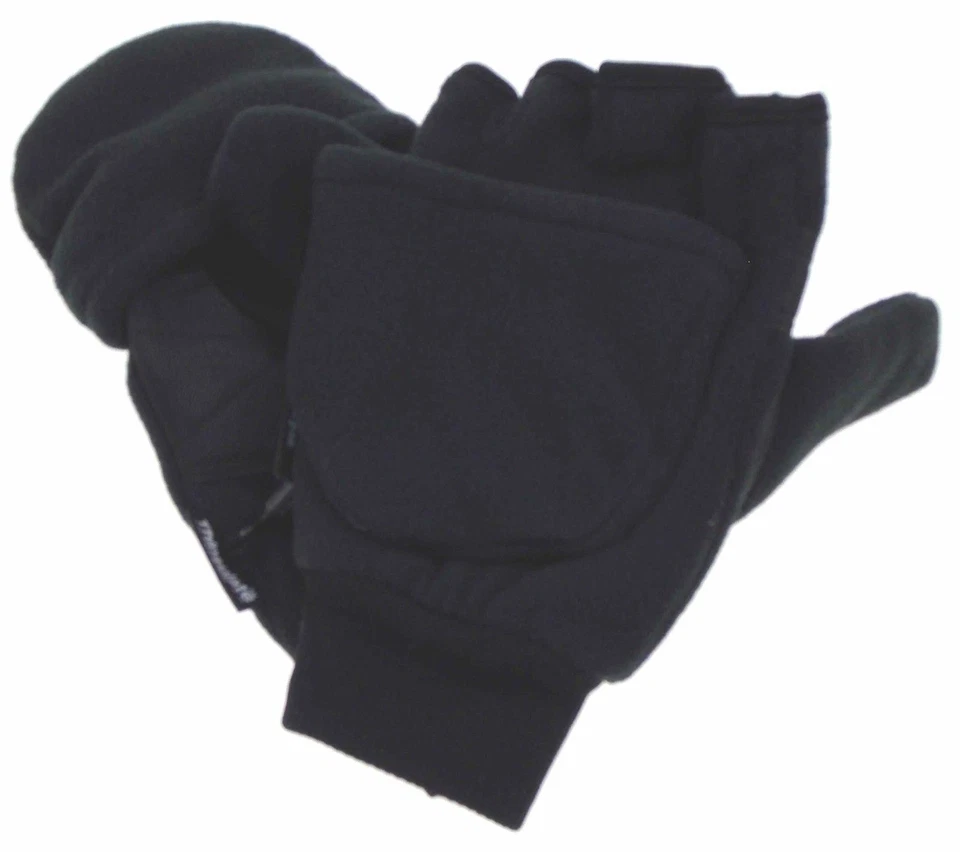 Черные трансформируемые перчатки варежки Athletech для работы 3M Thinsulate мужские из мягкого флиса - Изображение 2 из 3