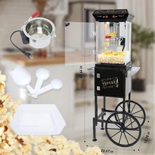6 oz Popcorn Machine Cart, Popcorn Maker Machine Stainless-Steel Kettle