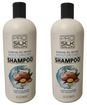 Lot Of 2 Pro Silk Salon Shampoo Moroccan Argan And Coconut Oils 32 oz.