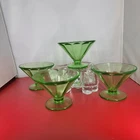 Set of 4 Federal Glass Sherbet Cups Green Uranium Depression Footed Vintage Glow