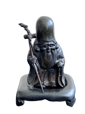 Japanese Fukurokuju Bronze Sculpture ~ God of Wisdom