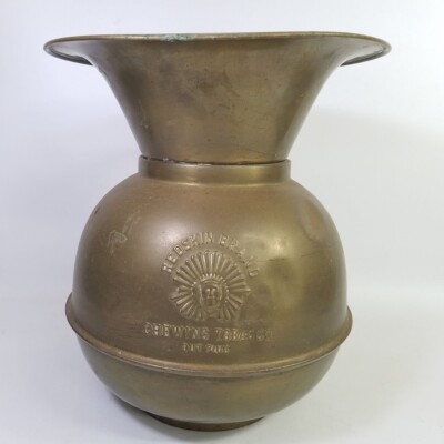 Vtg Redskin Chewing Tobacco Spittoon Cuspidor Cut Plug Double Sided Brass  10
