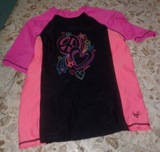 Justice Youth Girls Swim Shirt SZ 14 Pink Black
