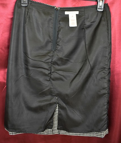 JM COLLECTION Lined Knee Career Pencil Skirt Black White Plaid 8P - Picture 5 of 5