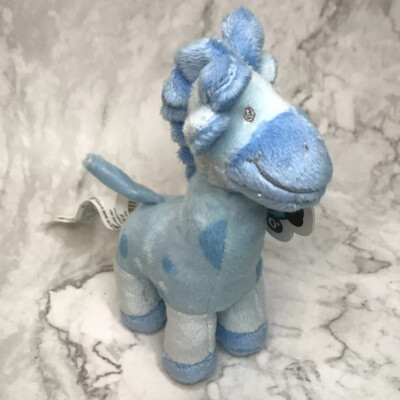 Toys R Us Blue Polka Dot Giraffe Embroidered Eyes Baby Plush Stuffed Toy 7  II