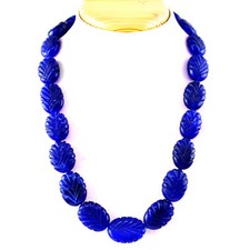 708.50 Cts Earth Mined Single Strand Blue Sapphire Carved Beads Necklace NK10MJ9