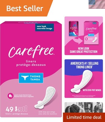 Multi-Fluid Protection Thong Panty Liners - 49 Count, Unwrapped & Comfortable