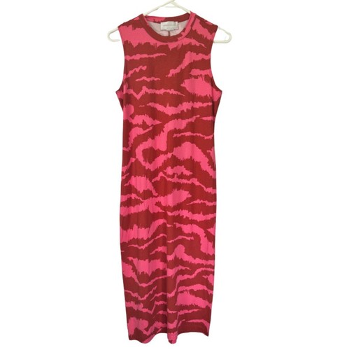 Anthropologie Nicolette Hot Pink & Red Print Midi Dress Corey Lynn Calter Sz S - Picture 3 of 9