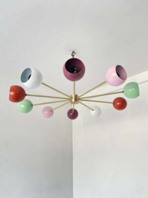 Global Nautical Sputnik Kronleuchter 10 Licht 10 Eyeball Lampenschirm Messing