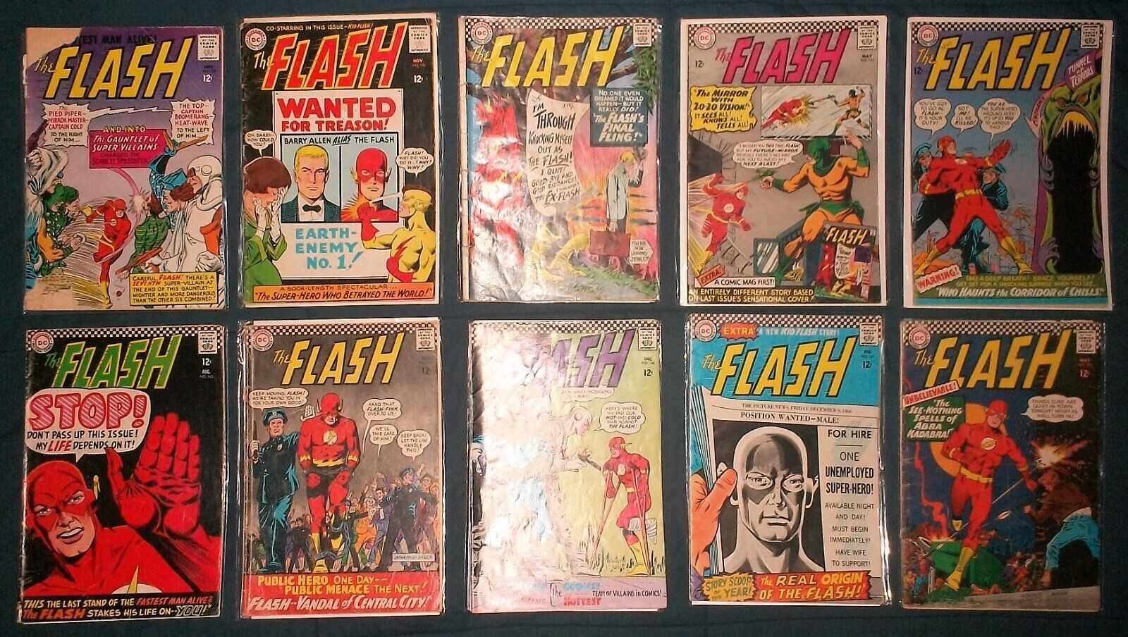 1960’s FLASH #155 156 159, 161-164, 166-167 170 DC COMICS LOT 1ST ROGUES GALLERY