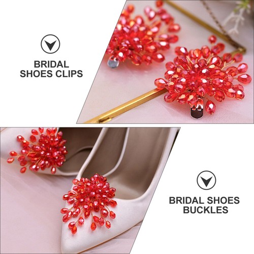 2 Pezzi Fermascarpe Decorazione Clip Decorativi Perle Miss Damigella d'onore - Foto 10 di 12