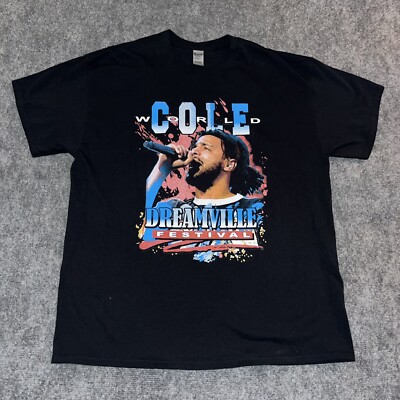 J Cole Dreamville Concert T-shirt Black XL Graphic Print - Main Image