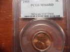 1955 Lincoln PCGS MS-66RD Registry quality