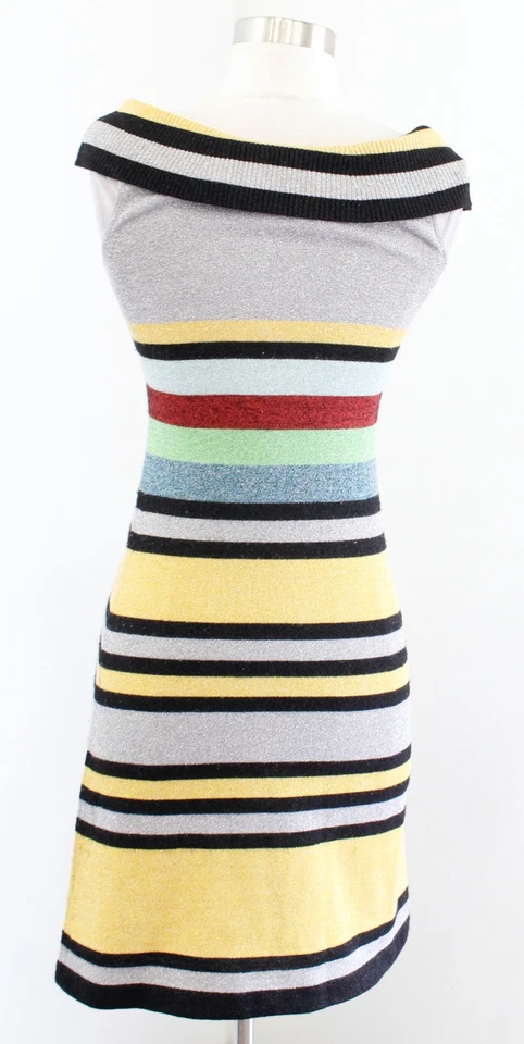 L.A.M.B. Vestido LAMB Gwen Stefani Otoño 2007 Y2K Tejido Metálico a Rayas Talla XS Foto 4 de 4