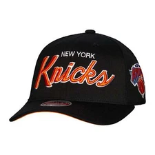 MENS MITCHELL & NESS NBA TEAM SCRIPT 2.0 STRETCH SNAPBACK KNICKS - BLACK