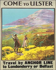 POSTER COME TO ULSTER MOUNTAINS IRELAND HIKING TRAVEL VINTAGE REPRO FREE S/H
