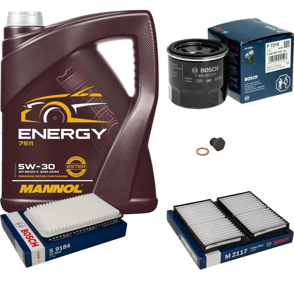 MANNOL, BOSCH BOSCH Inspektionspaket 5 L MANNOL Energy 5W-30 für Mazda 2 DE_ DH_3 1.3
