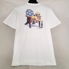 Izod Saltwater Shirt Mens Large L White Patriotic Dog Relaxed Casual Beach NWT