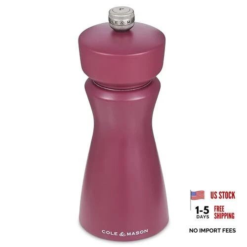 Cole & Mason Kenton Salt and Pepper Mill - Manual Refillable Grinder with Pink