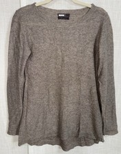 100 Cashmere Women  s Sz S Crew Neck Soft Sweater Taupe Light Brown