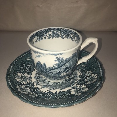 Royal Tudor Ware - Coaching Taverns  Blue (1828) Joke Demi Tas Cup & Saucer Set