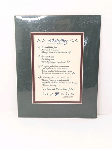 Laura Leiden Matted Calligraphy A Baby Boy by Kathryn D. Hayes 8"x10" New - 第 13/24 張圖片