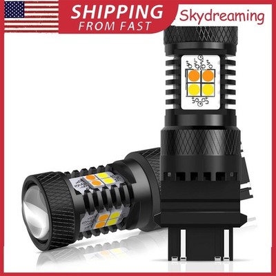 2X 3157 3457 LED Turn Signal Lights Bulbs White & Amber Switchback Super Bright