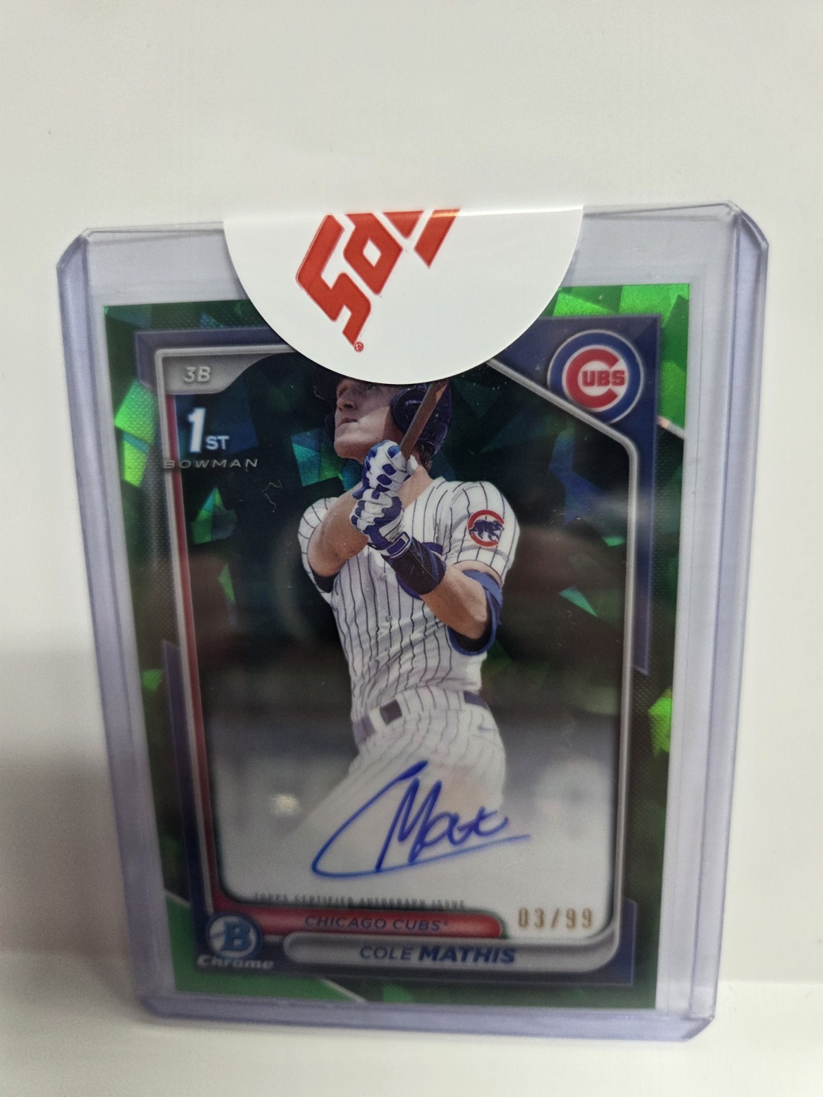 2024 Bowman Draft Chrome Cole Mathis Green Sapphire Auto 03/99 #CPA-CMS