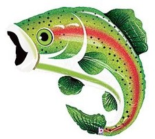 Fisch Regenbogen Forelle f&uuml;r Angler Folienballon 75cm 30 Inch Heliumgeeignet