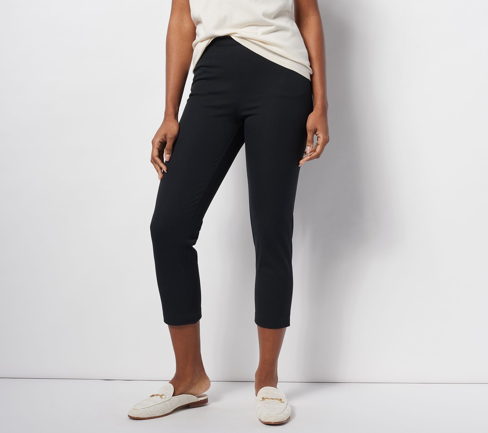 Isaac Mizrahi Live! Women's Pants Sz 2 Regular Stretch Crop with Black A472131