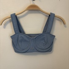 Set Active Scuptflex Contour Sports Bra Blue Ribbed S