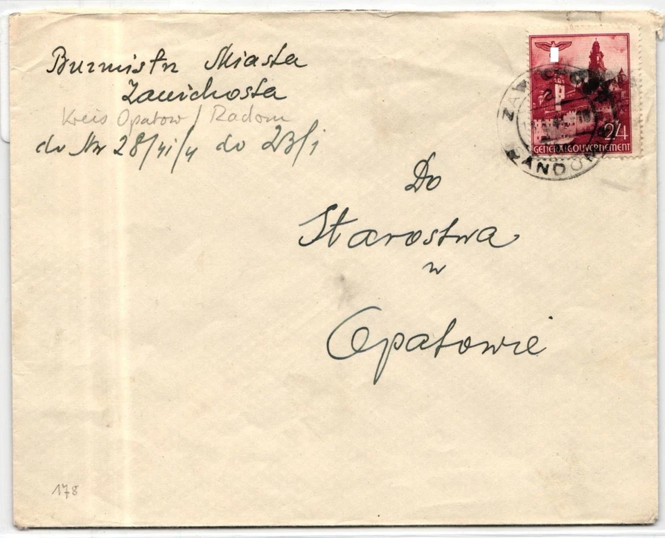 Generalgouvernement 45 auf Brief als Einzelfrankatur portogerecht #NJ238 - Bild 1 von 1