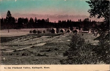 KALISPELL, MONTANA  POSTCARD IN THE FLATHEAD VALLEY, Ranch in Distance, Tinted.