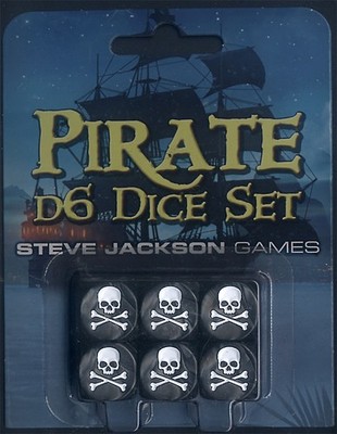 Piratenwürfel / Pirate D6 Dice Set - 6 W6 mit Totenkopf, von Steve Jackson Games
