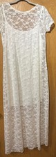 Wild Fable Women's Size L Off White Floral Lace Lined Short Maxi Dress