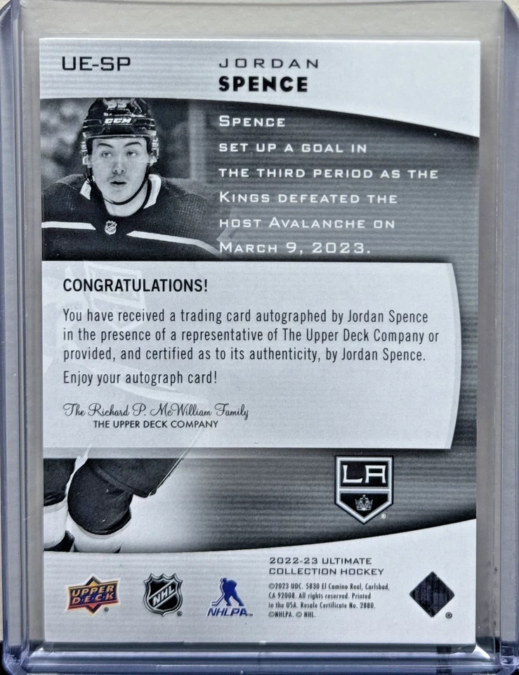 2022-23 Upper Deck Ultimate Jordan Spence Emblems Rookie Auto - Image 2 of 2